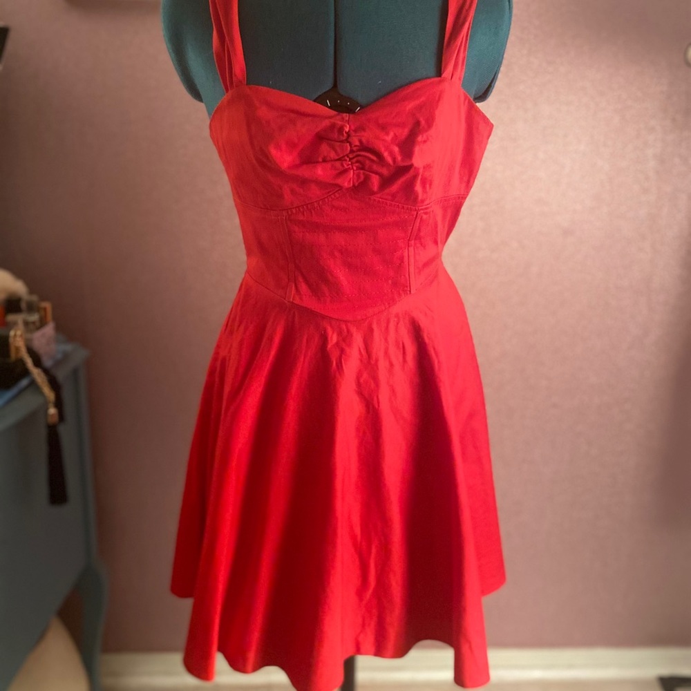 50s style red summer dress